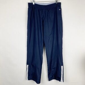 Nike Navy Blue White Stripe Basketball Sweatpants Womens L Mesh Lined Warm Up